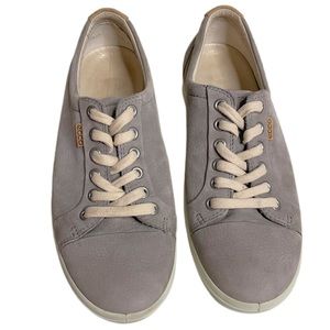 ECCO Soft 7 Leather Fashion Sneakers in Warm Grey